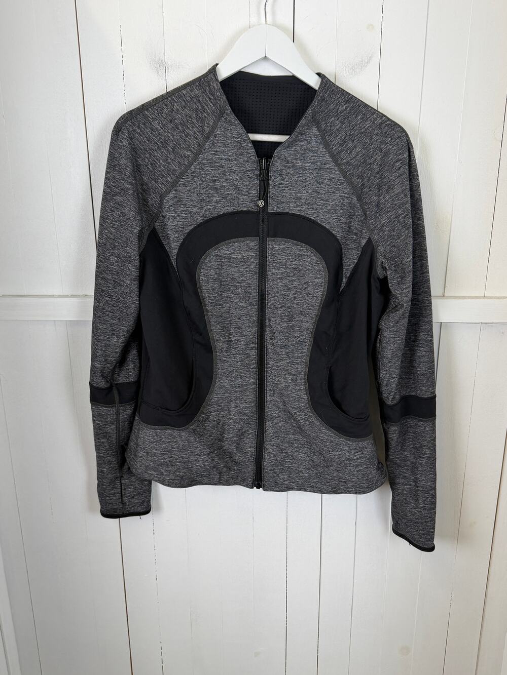 Lululemon Gray Black Full Zip Hoodie Sweatshirt Men's L